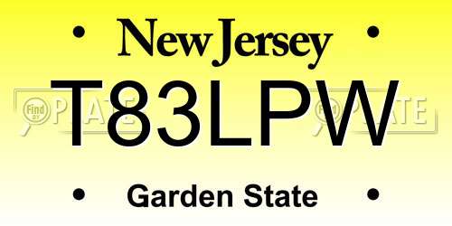 T83LPW New Jersey License Plate