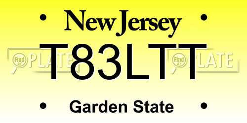 T83LTT New Jersey License Plate