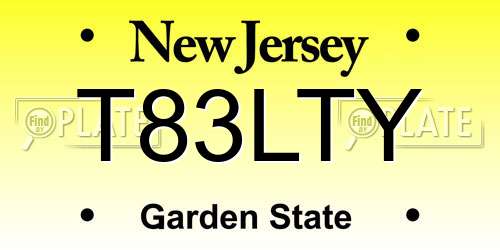 T83LTY New Jersey License Plate