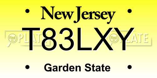 T83LXY New Jersey License Plate