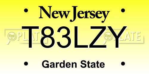 T83LZY New Jersey License Plate