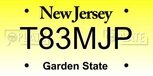 T83MJP New Jersey License Plate