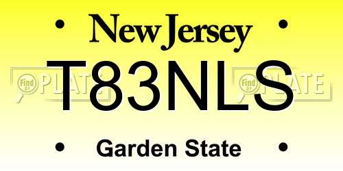 T83NLS New Jersey License Plate