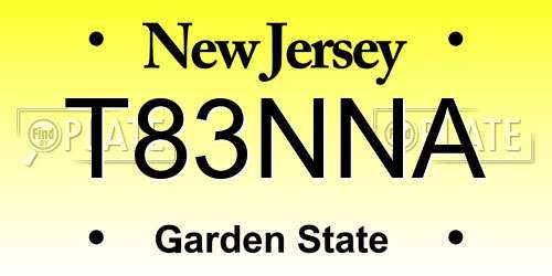 T83NNA New Jersey License Plate