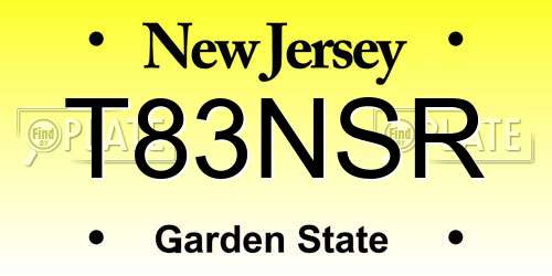 T83NSR New Jersey License Plate