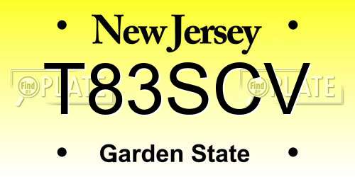 T83SCV New Jersey License Plate