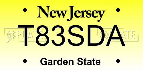 T83SDA New Jersey License Plate