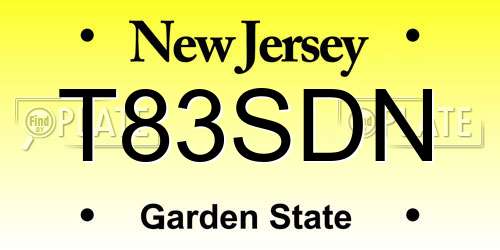 T83SDN New Jersey License Plate