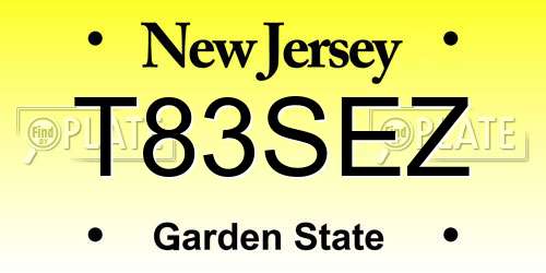 T83SEZ New Jersey License Plate