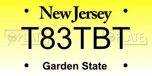 T83TBT New Jersey License Plate