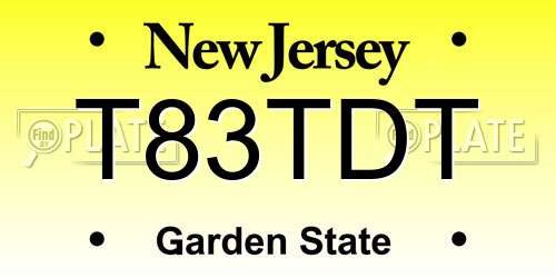 T83TDT New Jersey License Plate