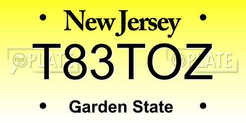 T83TOZ New Jersey License Plate
