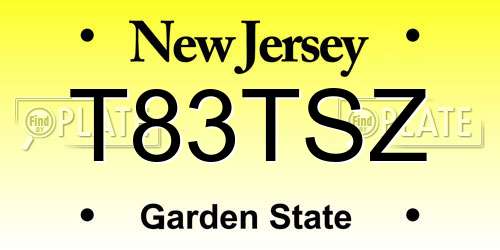 T83TSZ New Jersey License Plate