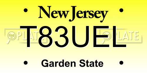 T83UEL New Jersey License Plate