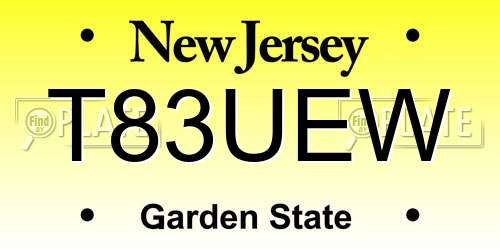 T83UEW New Jersey License Plate