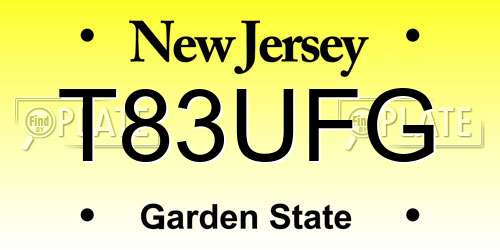 T83UFG New Jersey License Plate