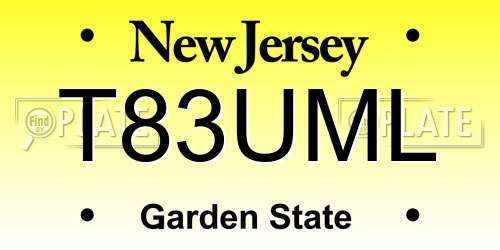 T83UML New Jersey License Plate