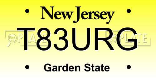 T83URG New Jersey License Plate