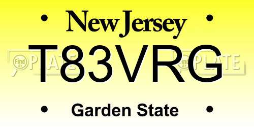 T83VRG New Jersey License Plate