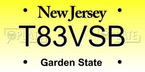 T83VSB New Jersey License Plate
