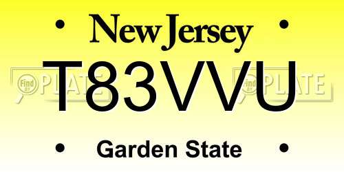 T83VVU New Jersey License Plate