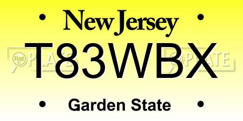 T83WBX New Jersey License Plate