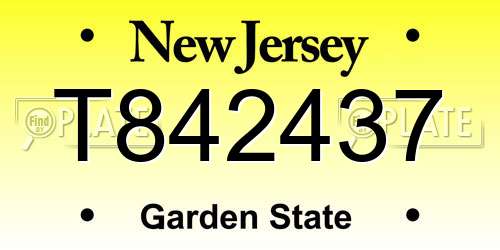 T842437 New Jersey License Plate