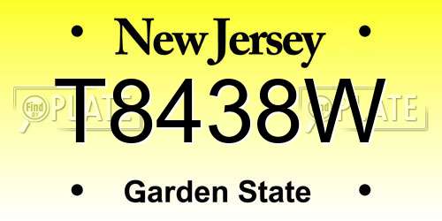 T8438W New Jersey License Plate