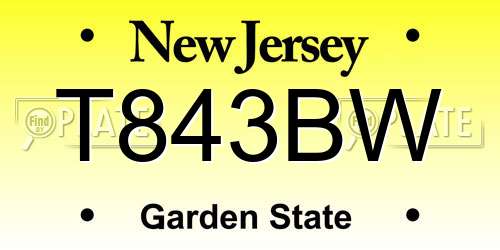 T843BW New Jersey License Plate