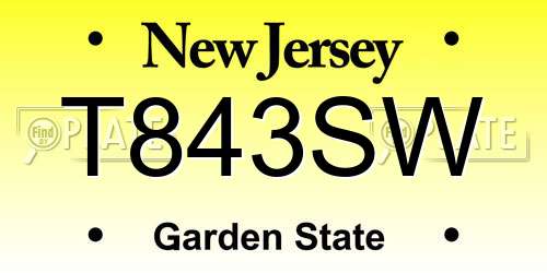 T843SW New Jersey License Plate