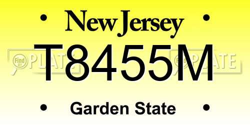 T8455M New Jersey License Plate