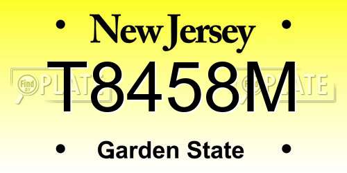 T8458M New Jersey License Plate