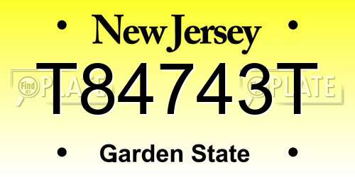 T84743T New Jersey License Plate