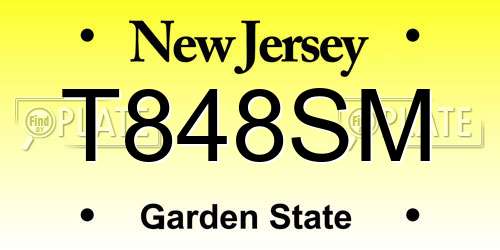 T848SM New Jersey License Plate