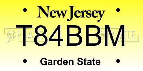 T84BBM New Jersey License Plate