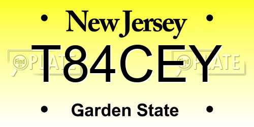 T84CEY New Jersey License Plate