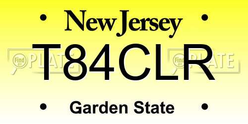 T84CLR New Jersey License Plate