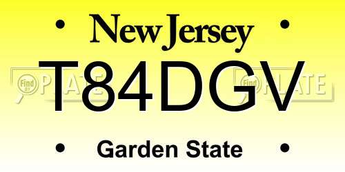 T84DGV New Jersey License Plate