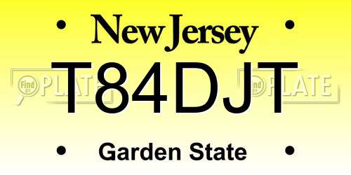 T84DJT New Jersey License Plate