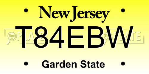 T84EBW New Jersey License Plate