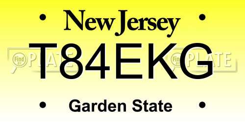 T84EKG New Jersey License Plate