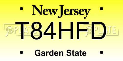 T84HFD New Jersey License Plate