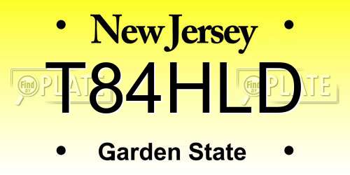 T84HLD New Jersey License Plate