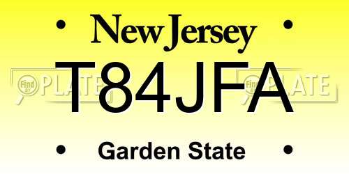T84JFA New Jersey License Plate