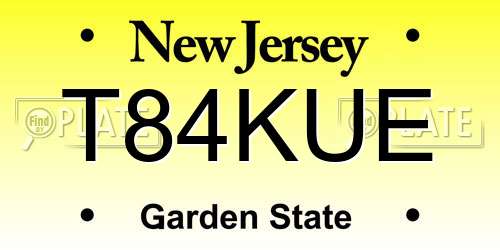 T84KUE New Jersey License Plate