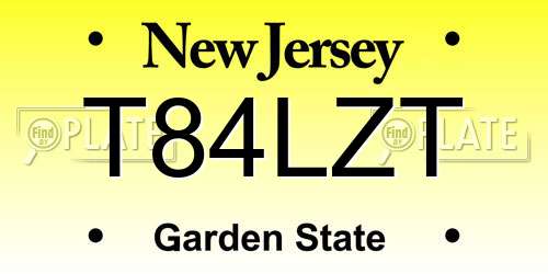 T84LZT New Jersey License Plate