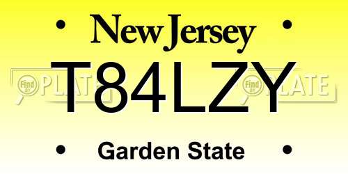 T84LZY New Jersey License Plate