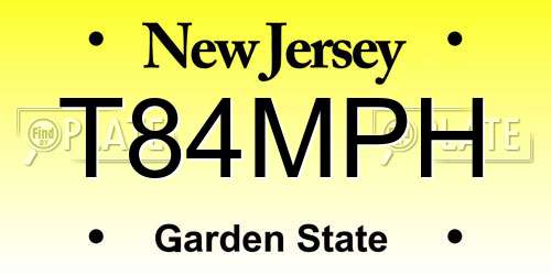 T84MPH New Jersey License Plate