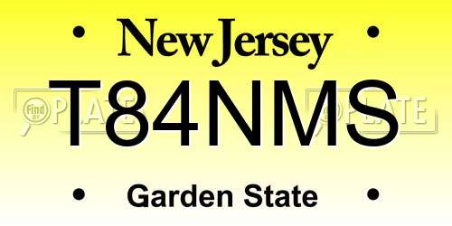 T84NMS New Jersey License Plate