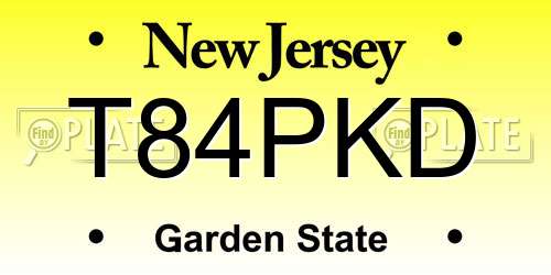 T84PKD New Jersey License Plate